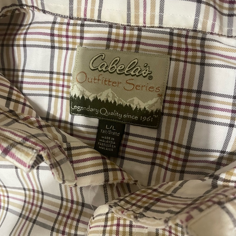 Cabela’s Outfitter Men’s Large Tall Plaid Button Down Long Sleeve Outdoor Shirt - Picture 2 of 6